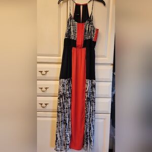 Maurices Black and Coral Maxi Dress